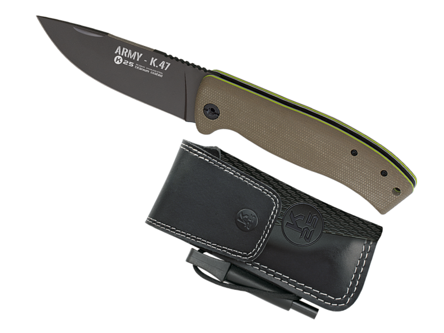 K25 ARMY MIKARTA  9.8 CMS CON FUNDA Y PEDERNAL